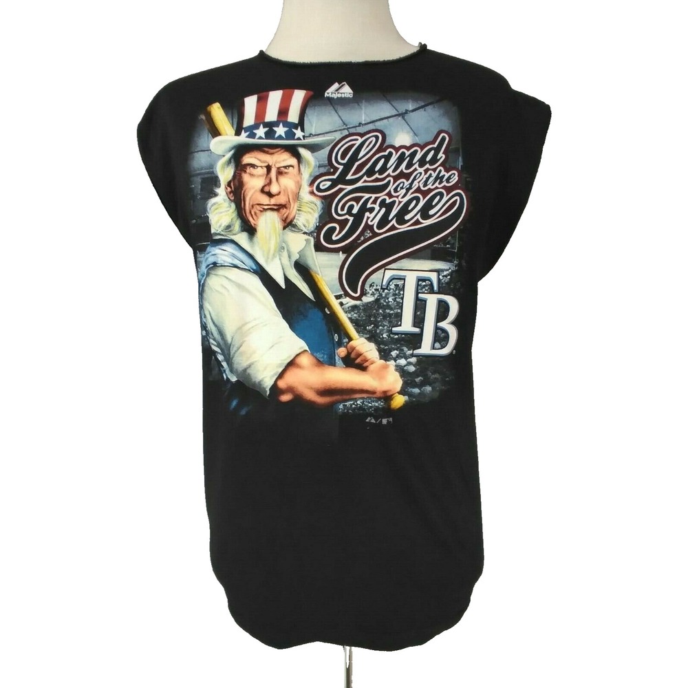 Genuine Merchandise Tank Top Mens M Black Tampa Bay Rays Uncle Sam Muscle Shirt